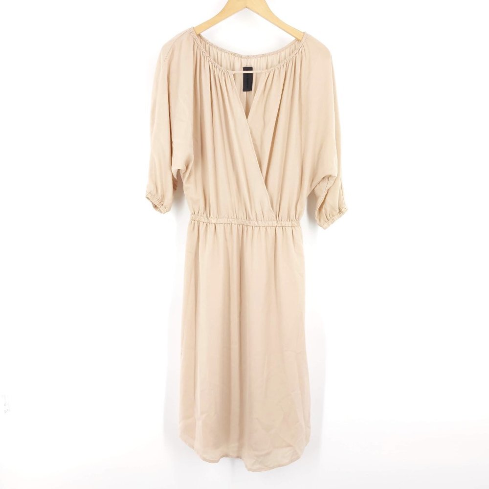 Blaque Label Cinched Waist Midi Shift Dress Nude S